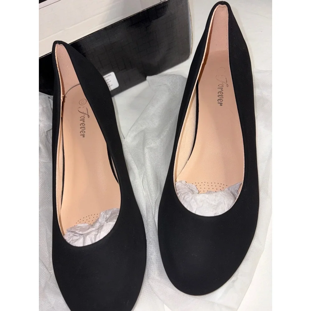 Forever Dana-9 Black Kitten Heel Pumps Round Toe Office Shoes Womens 8